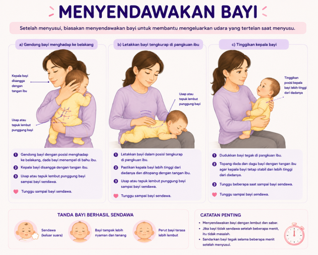 10)	Sendawakan bayi sebelum ditidurkan 